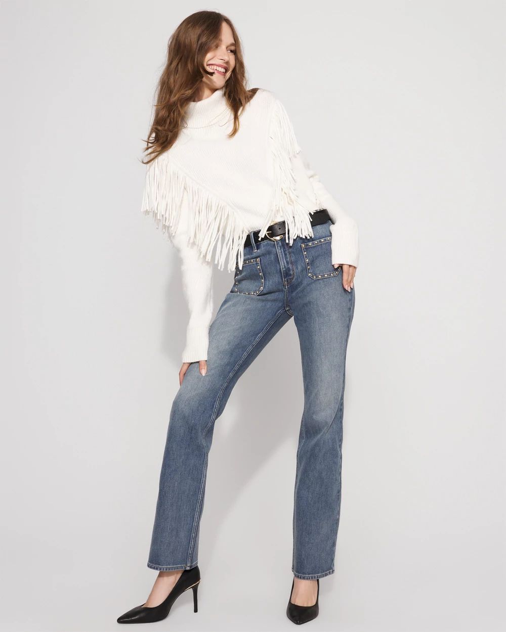 Fringe Turtleneck Sweater | White House Black Market